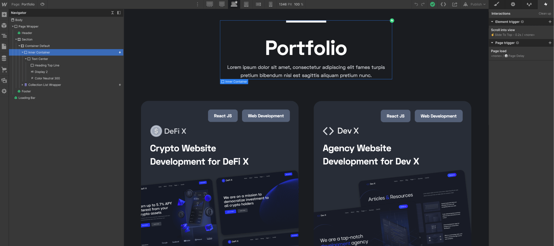 Animations - Dev X Webflow Template